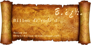 Billes Árpád névjegykártya